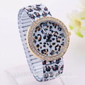 9 designs alloy band hot sale flower leopard stainless steel back quartz watch